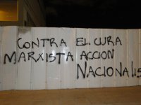Aparecen grafitis amenazantes contra el padre Javier Giraldo s.j., diRector del Banco de Datos del Cinep y la ONG Comisión Intereclesial de Justicia y Paz.