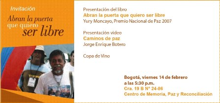 Presentación del libro: “Abran la puerta que quiero ser libre” de Yury Moncayo