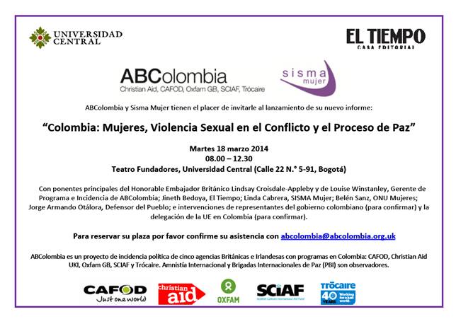 Lanzamiento informe ABColombia Sisma Mujer sobre violencia sexual en conflicto