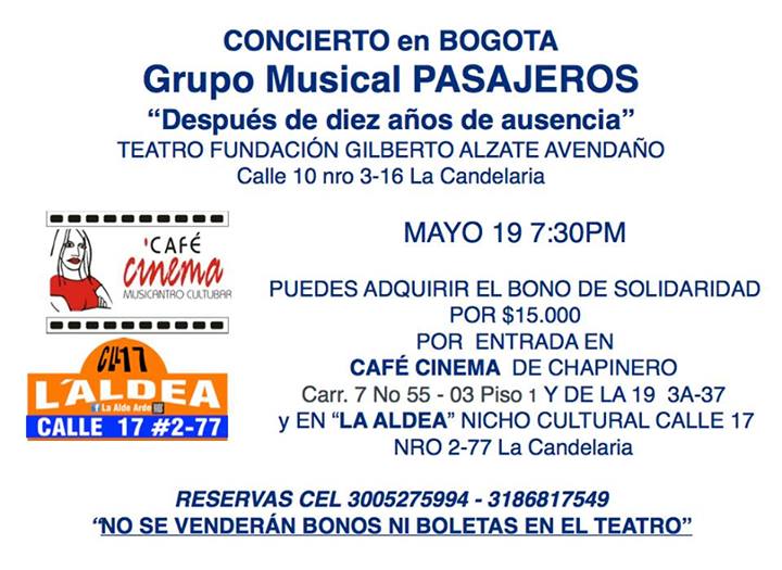 Pasajeros: Concierto en Bogotá