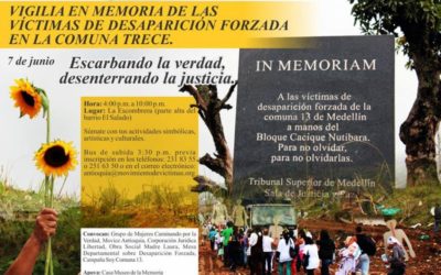 ‘Escarbando la verdad, desenterrando la justicia’: Vigilia en memoria de las víctimas de la Comuna 13