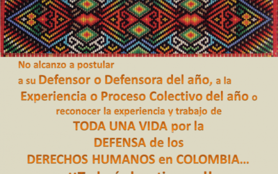 Convocatoria al Premio Nacional a la defensa de los Derechos Humanos en Colombia