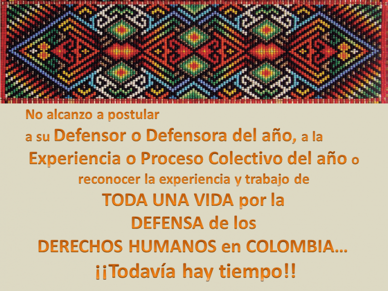 Convocatoria al Premio Nacional a la defensa de los Derechos Humanos en Colombia