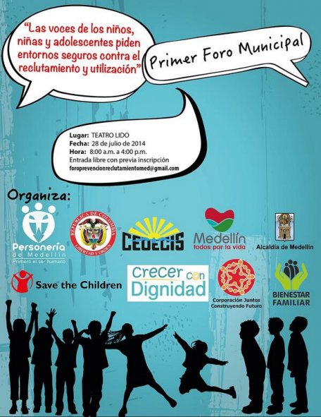 Primer foro contra el reclutamiento de niños, niñas y adolescentes en Medellín