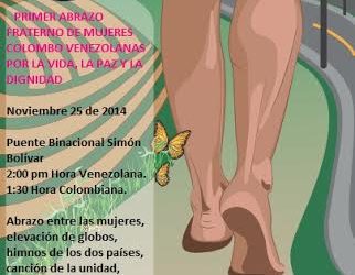 Abrazo fraterno de mujeres en la frontera colombo-venezolana