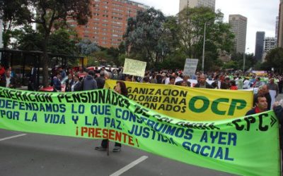 Confederación Colombiana de Pensionados CPC reciben marcha de Alianza Nacional de Pensionados en Bogotá