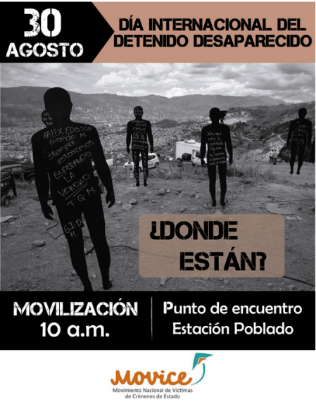 El próximo domingo 30 de agosto nos movilizamos en contra de la desaparición forzada en Medellín:  ¡Por una paz sin desaparecidos!