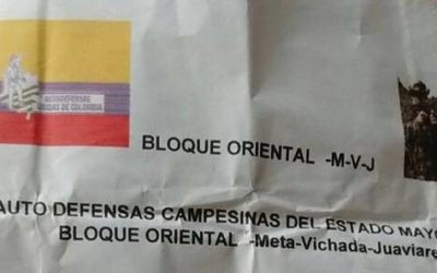 Rechazo a las amenazas del paramilitarismo en contra del movimiento social y ambientalista en Colombia