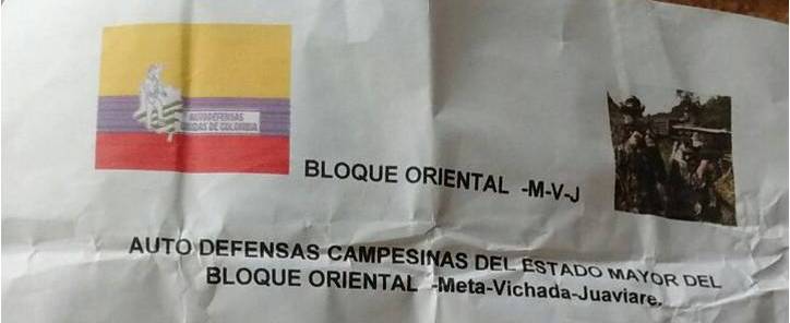 Rechazo a las amenazas del paramilitarismo en contra del movimiento social y ambientalista en Colombia