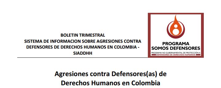 Agresiones contra Defensores(as) de Derechos Humanos en Colombia
