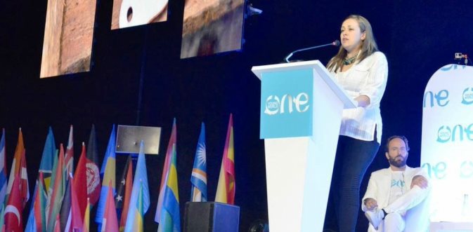 Intervención de Yessika Hoyos del Cajar y del movimiento H.I.J.O.S. en panel de paz OYW2017