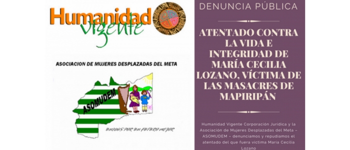 Denuncia Pública: Atentado contra la vida de María Cecilia Lozano, víctima de las masacres de Mapiripán y líder social