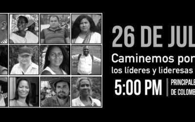 Mañana 110 ciudades caminarán  por la vida de las y los líderes sociales