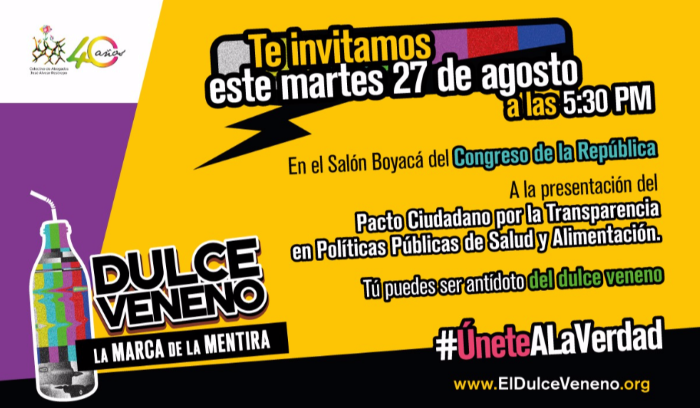 #ÚneteALaVerdad ‘Dulce Veneno’, campaña para rechazar la interferencia de la industria en políticas de salud y alimentación