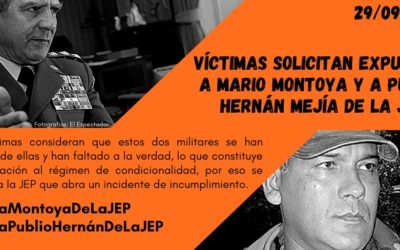 Víctimas solicitan expulsar a Mario Montoya y Publio Hernán Mejía de la JEP