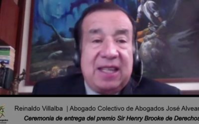 Palabras de Reinaldo Villalba al recibir el premio Sir Henry Brooke de derechos humanos
