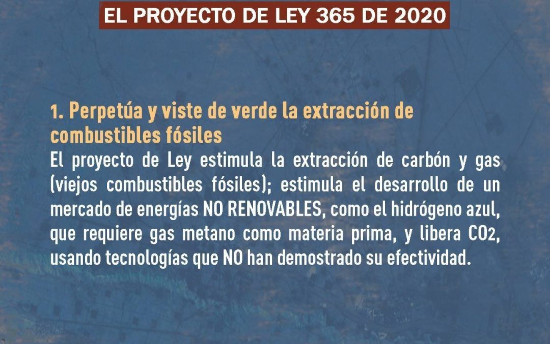 Organizaciones rechazan el proyecto de Ley de “transición energética” por promover la extracción de energías fósiles