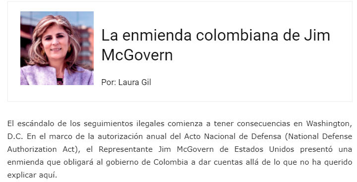 La enmienda colombiana de Jim McGovern