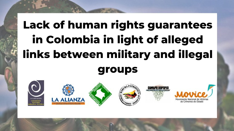 Organizations denounce lack of human rights guarantees in Colombia in light of alleged links between military and illegal groups