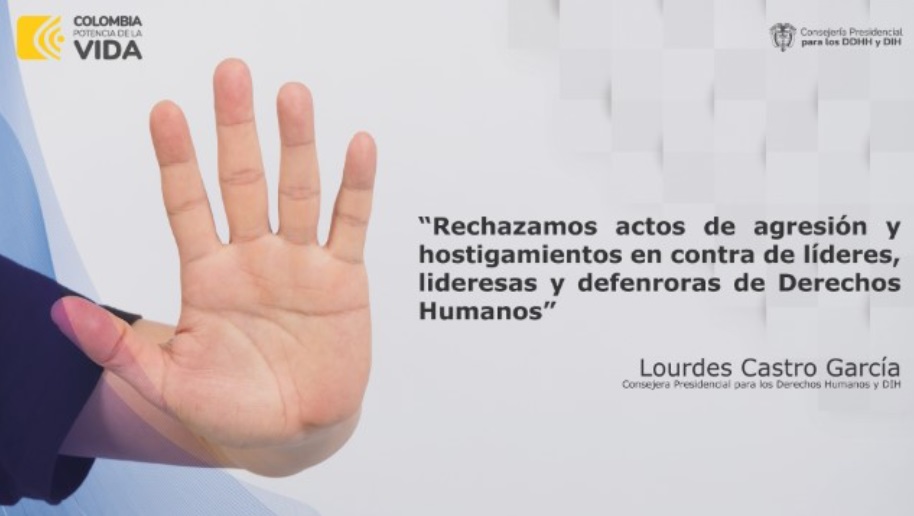 Consejería Presidencial para Derechos Humanos y el DIH rechazó las amenazas contra integrantes del Cajar