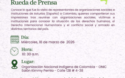Invitación a rueda de prensa – Cierre de la XXII Delegación Asturiana de Derechos Humanos y Paz en Colombia
